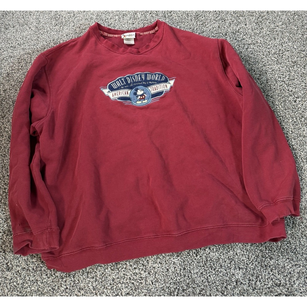 Vintage 90s Walt Disney World Pullover Sweatshirt Men's Size 2XL Red